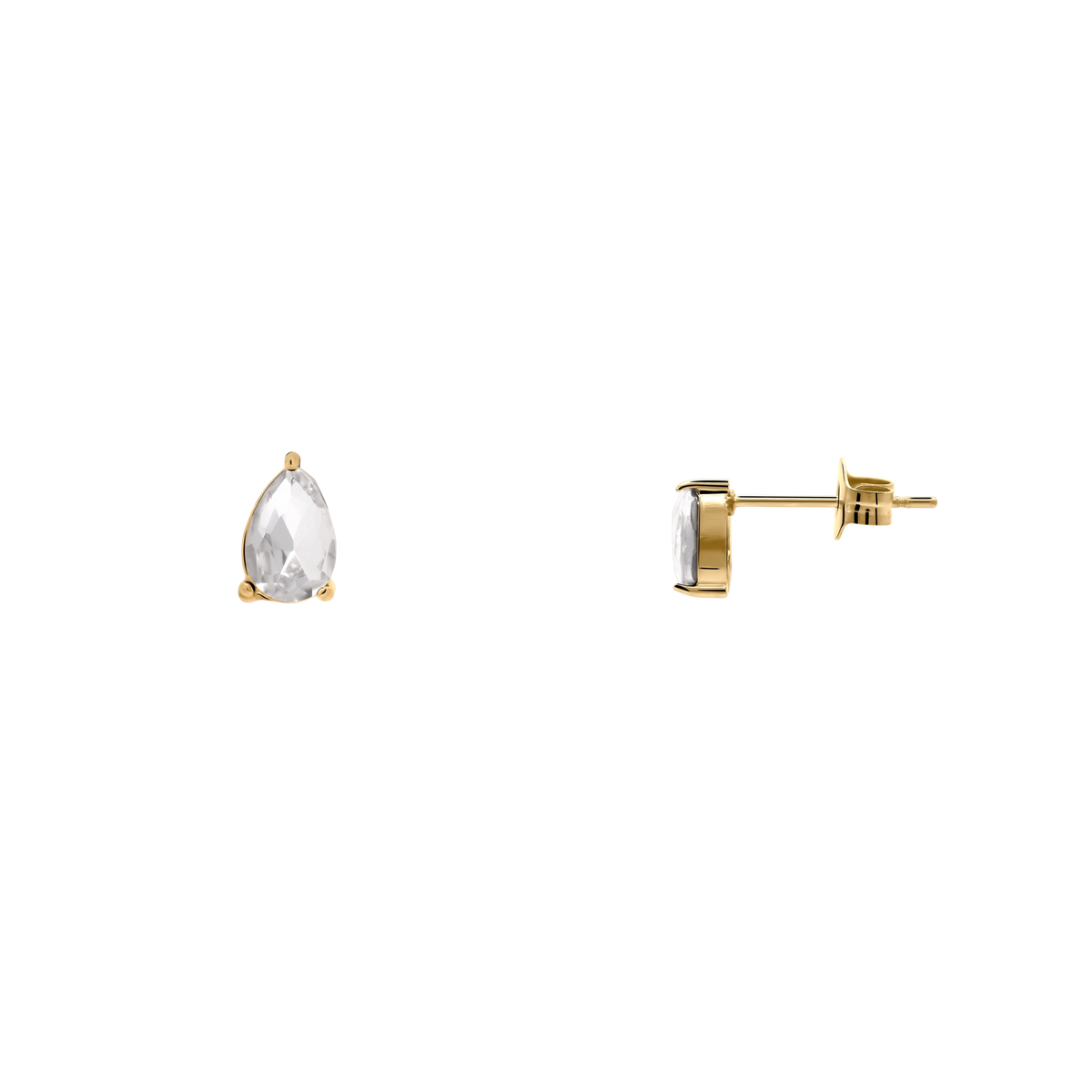 Ohrringe Damen Edelstahl Malys in Gold mit weißem Stein - Produktbild