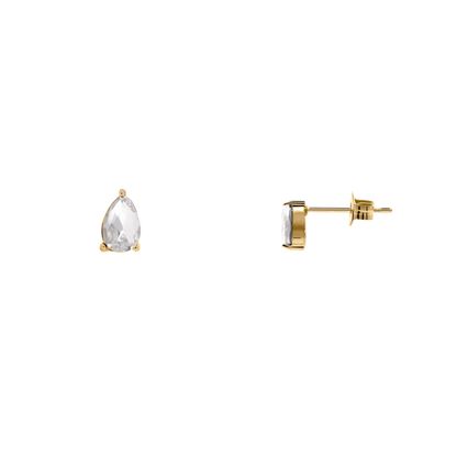 Ohrringe Damen Edelstahl Malys in Gold mit weißem Stein - Produktbild