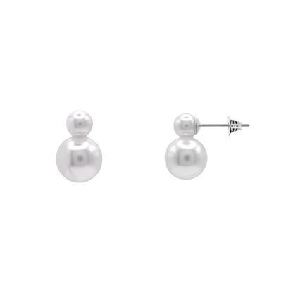 Ohrringe Damen Edelstahl Apolline in Silber mit weißer Perle - Produktbild