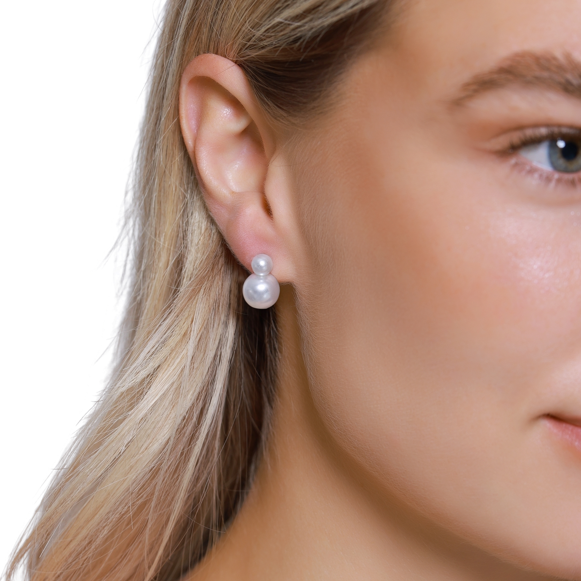 Ohrringe Damen Edelstahl Apolline in Silber - Detailaufnahme der Perle