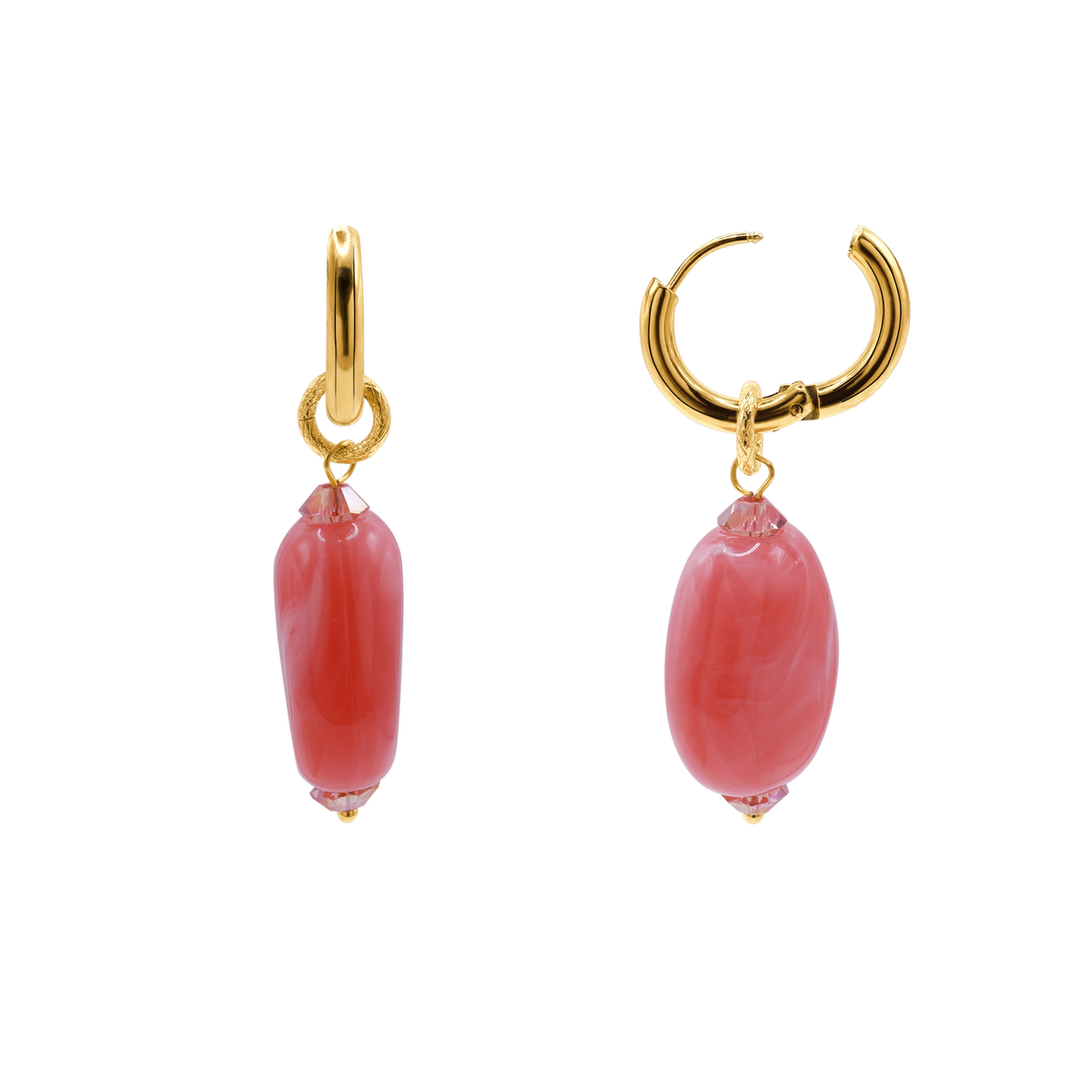 Ohrringe Damen Edelstahl Dione in Gold mit Stein Rose - gestylt im Look