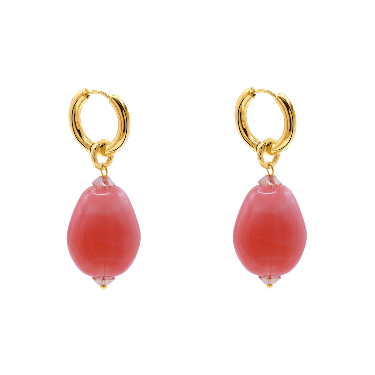 Ohrringe Damen Edelstahl Dione in Gold mit Stein Rose - in der Geschenkbox
