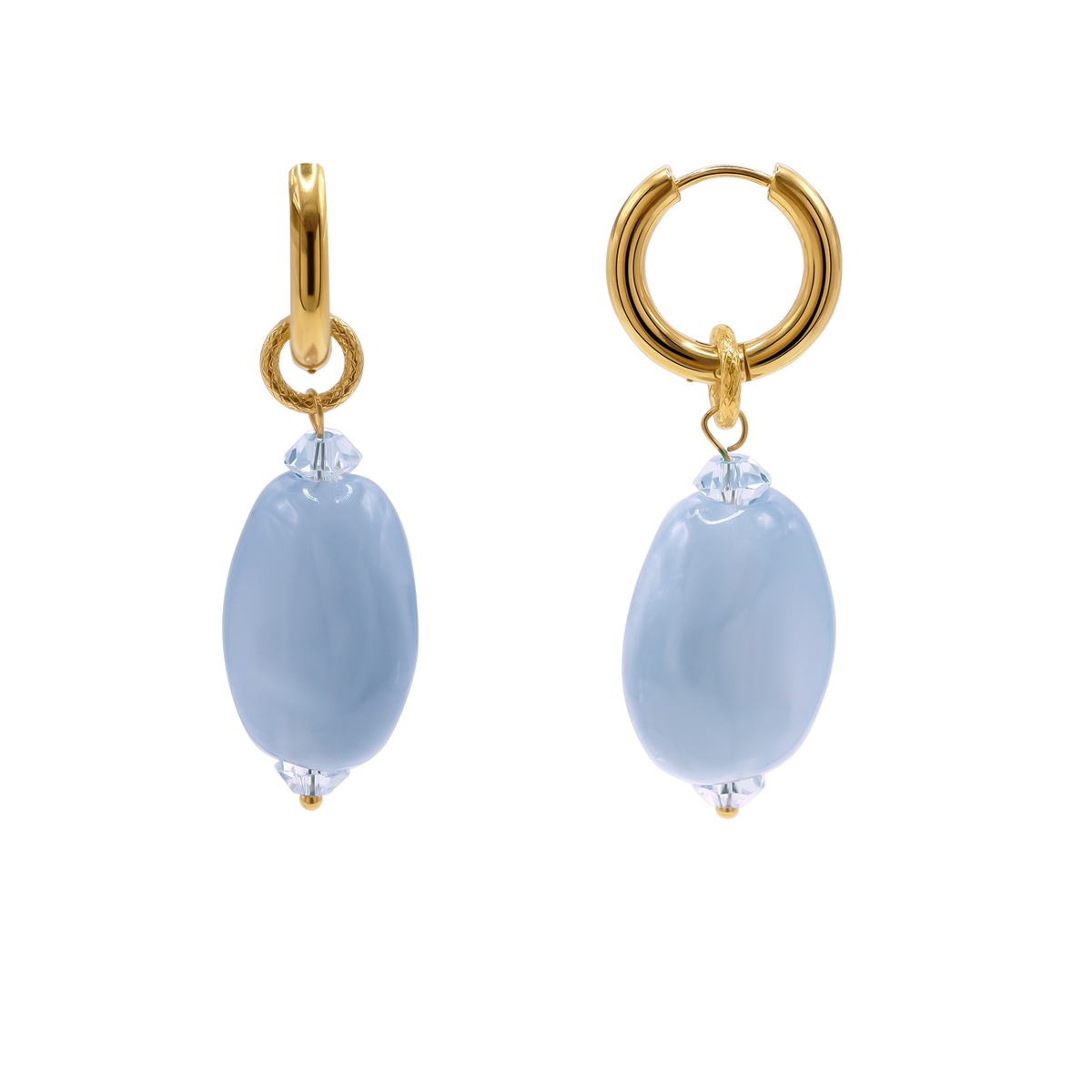 Ohrringe Damen Edelstahl Dione in Gold mit Stein Provence Lavender - Produktbild