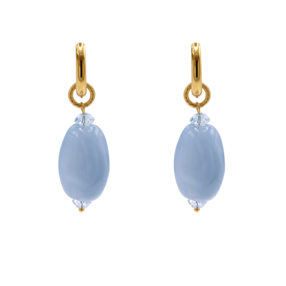 Ohrringe Damen Edelstahl Dione in Gold mit Stein Provence Lavender - Klappverschluss im Detail