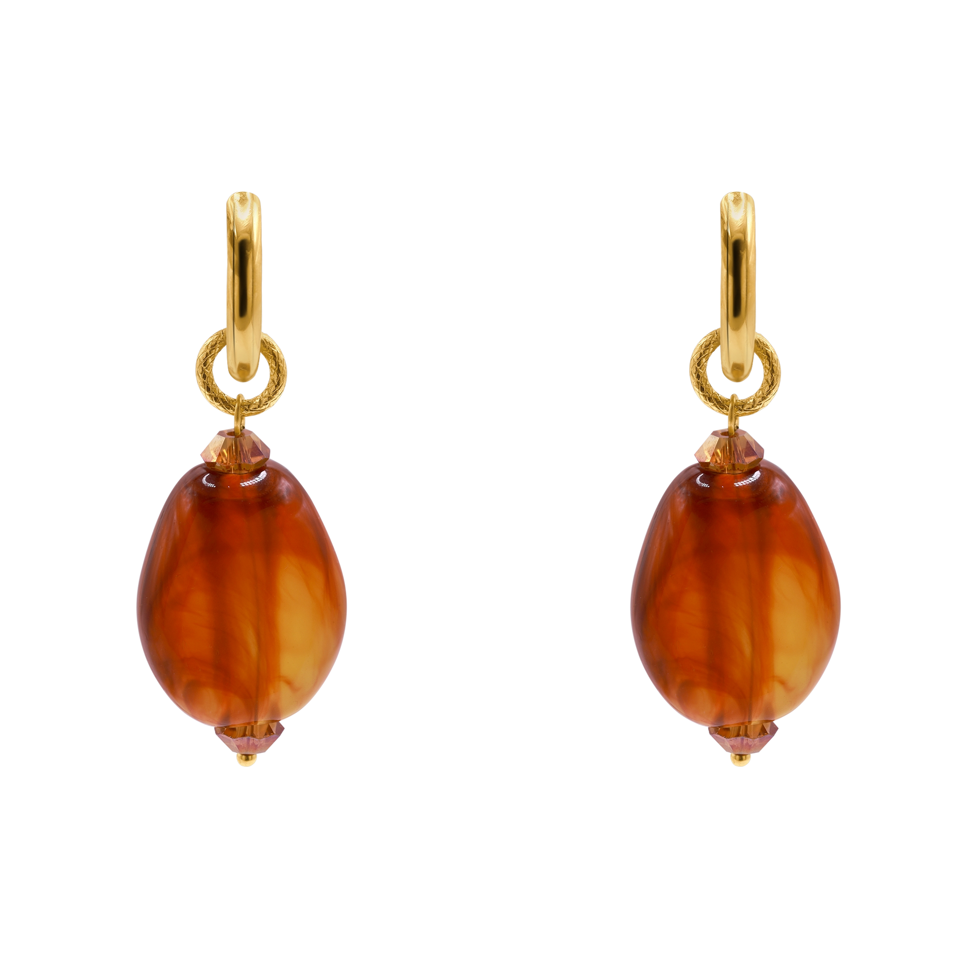 Ohrringe Damen Edelstahl Dione in Gold mit Stein Crystal Gold Shadow - Klappverschluss im Detail