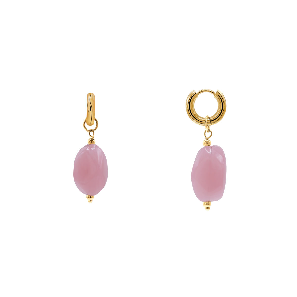Ohrringe Damen Edelstahl Nefeli in Gold mit Stein Light Rose - Produktbild