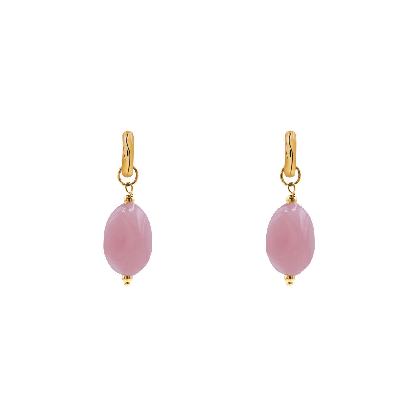 Ohrringe Damen Edelstahl Nefeli in Gold mit Stein Light Rose - Klappverschluss im Detail