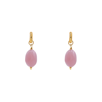 Ohrringe Damen Edelstahl Nefeli in Gold mit Stein Light Rose - Klappverschluss im Detail