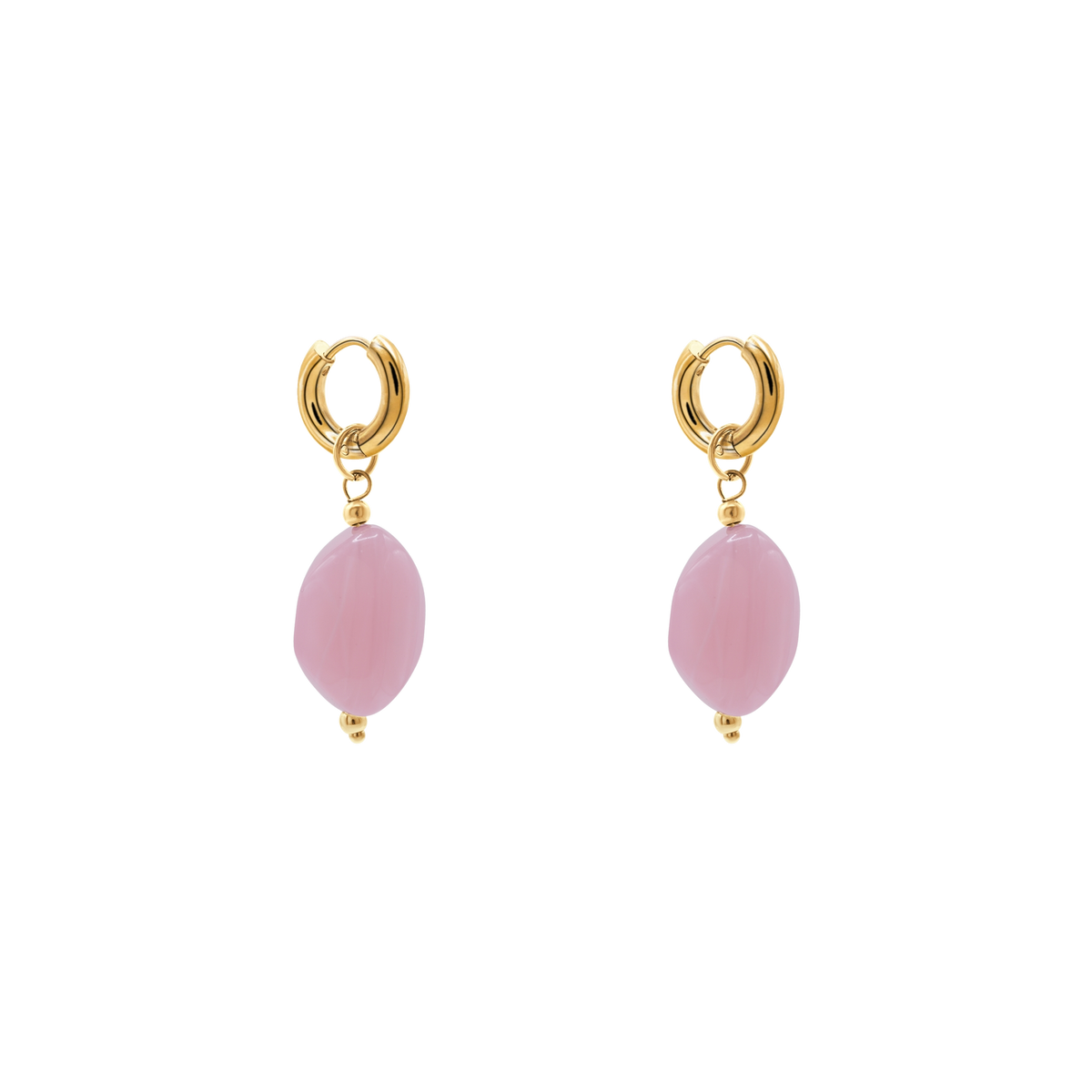 Ohrringe Damen Edelstahl Nefeli in Gold mit Stein Light Rose in der Geschenkbox