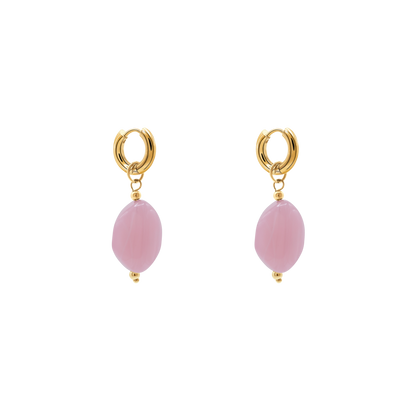 Ohrringe Damen Edelstahl Nefeli in Gold mit Stein Light Rose in der Geschenkbox