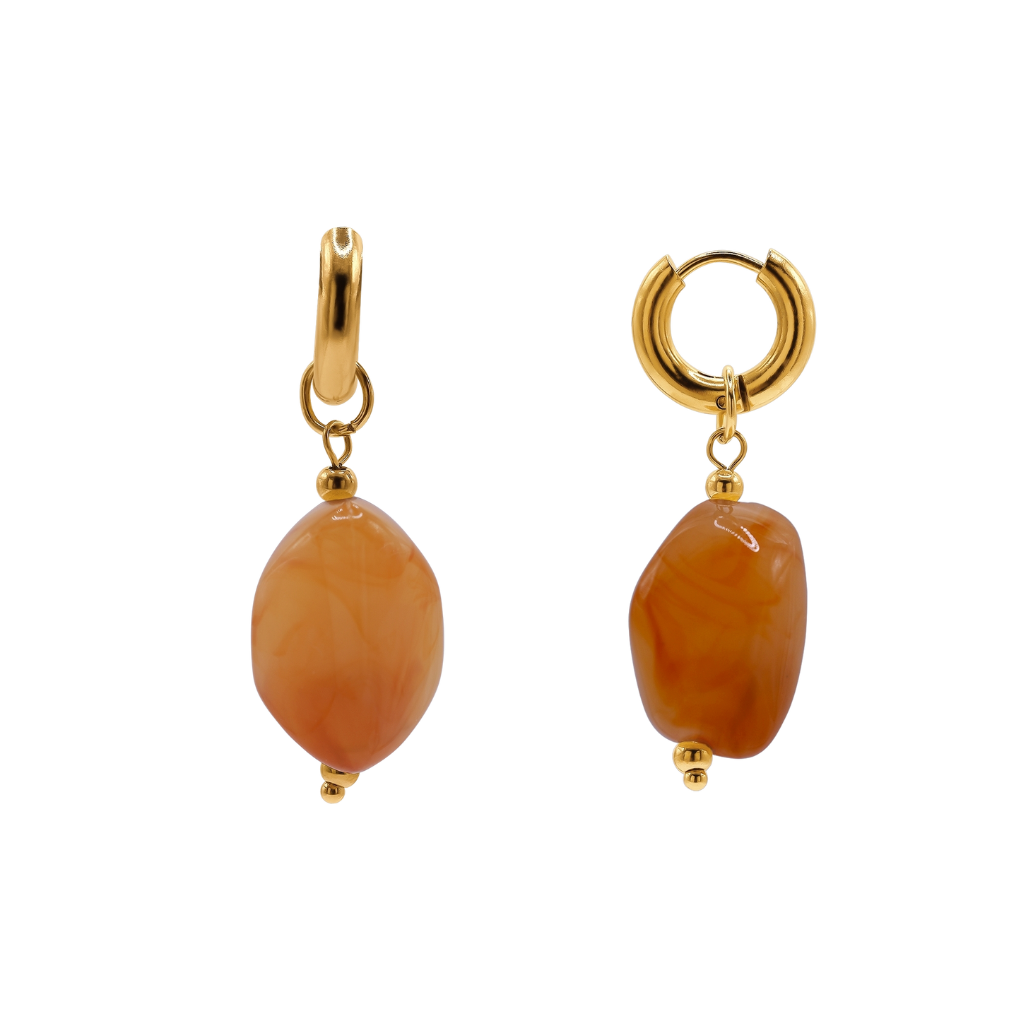 Ohrringe Damen Edelstahl Nefeli in Gold mit Stein Light Peach - Produktbild