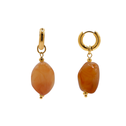 Ohrringe Damen Edelstahl Nefeli in Gold mit Stein Light Peach - Produktbild