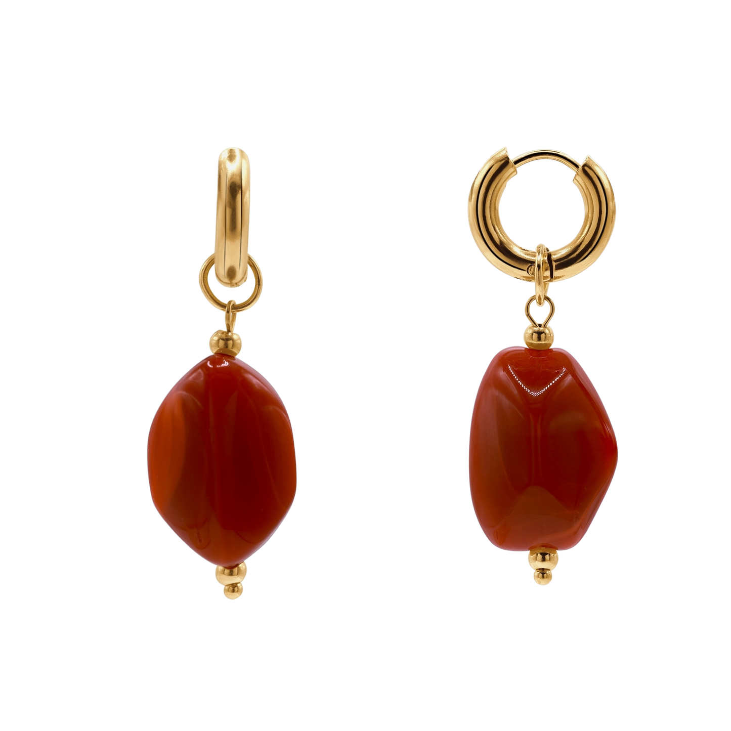 Ohrringe Damen Edelstahl Nefeli in Gold mit Stein Padparadscha - Produktbild