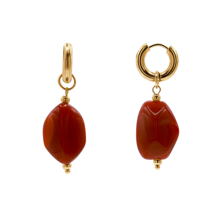 Ohrringe Damen Edelstahl Nefeli in Gold mit Stein Padparadscha - Produktbild