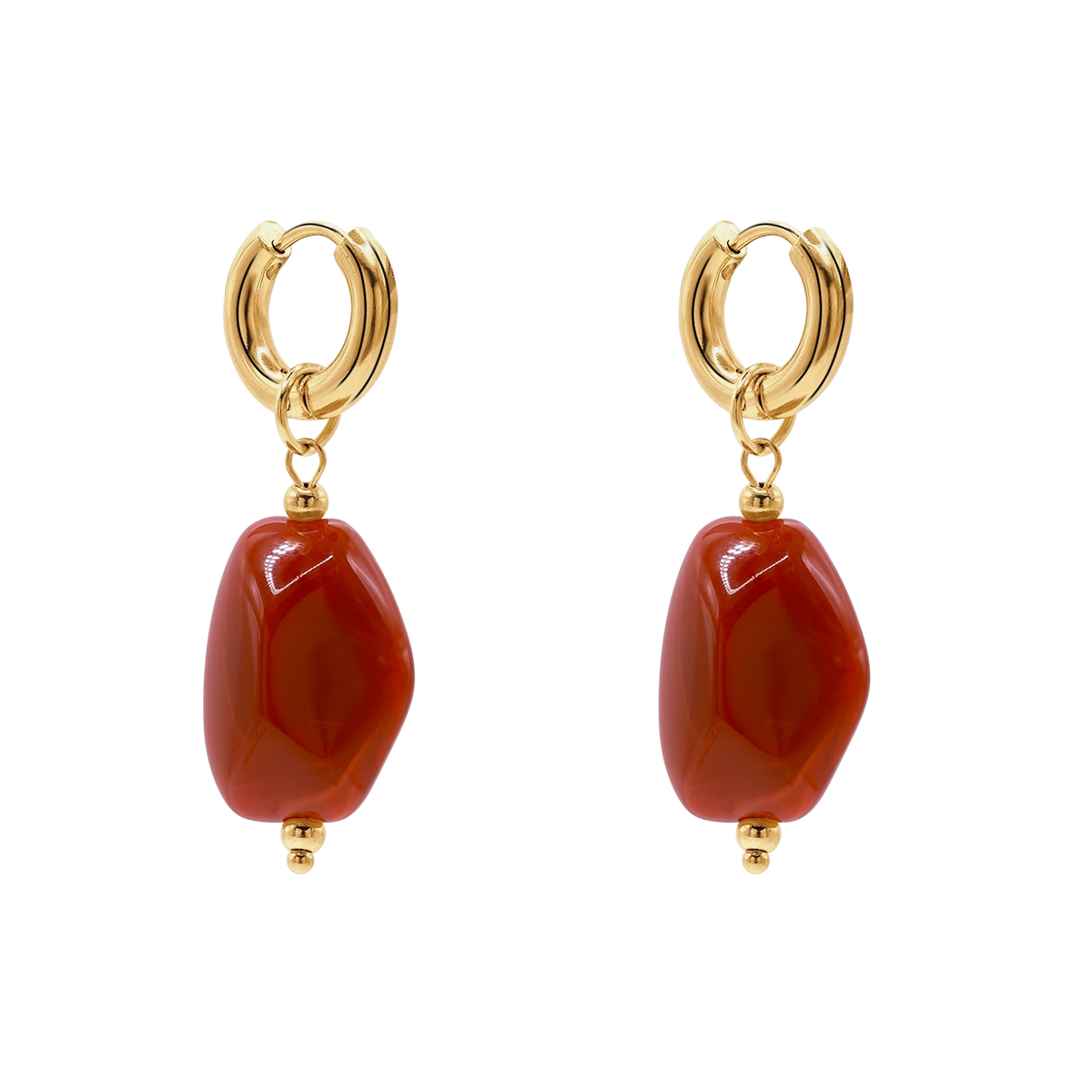 Ohrringe Damen Edelstahl Nefeli in Gold mit Stein Padparadscha in der Geschenkbox