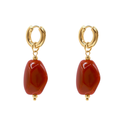 Ohrringe Damen Edelstahl Nefeli in Gold mit Stein Padparadscha in der Geschenkbox