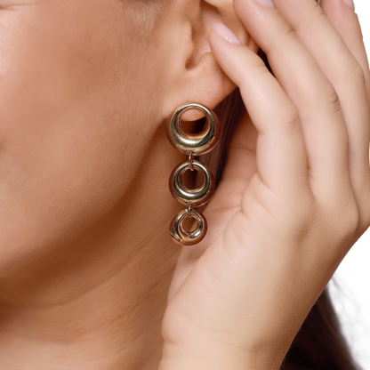 Ohrringe Damen Edelstahl Lilou Gold - Detailansicht der drei Kreise