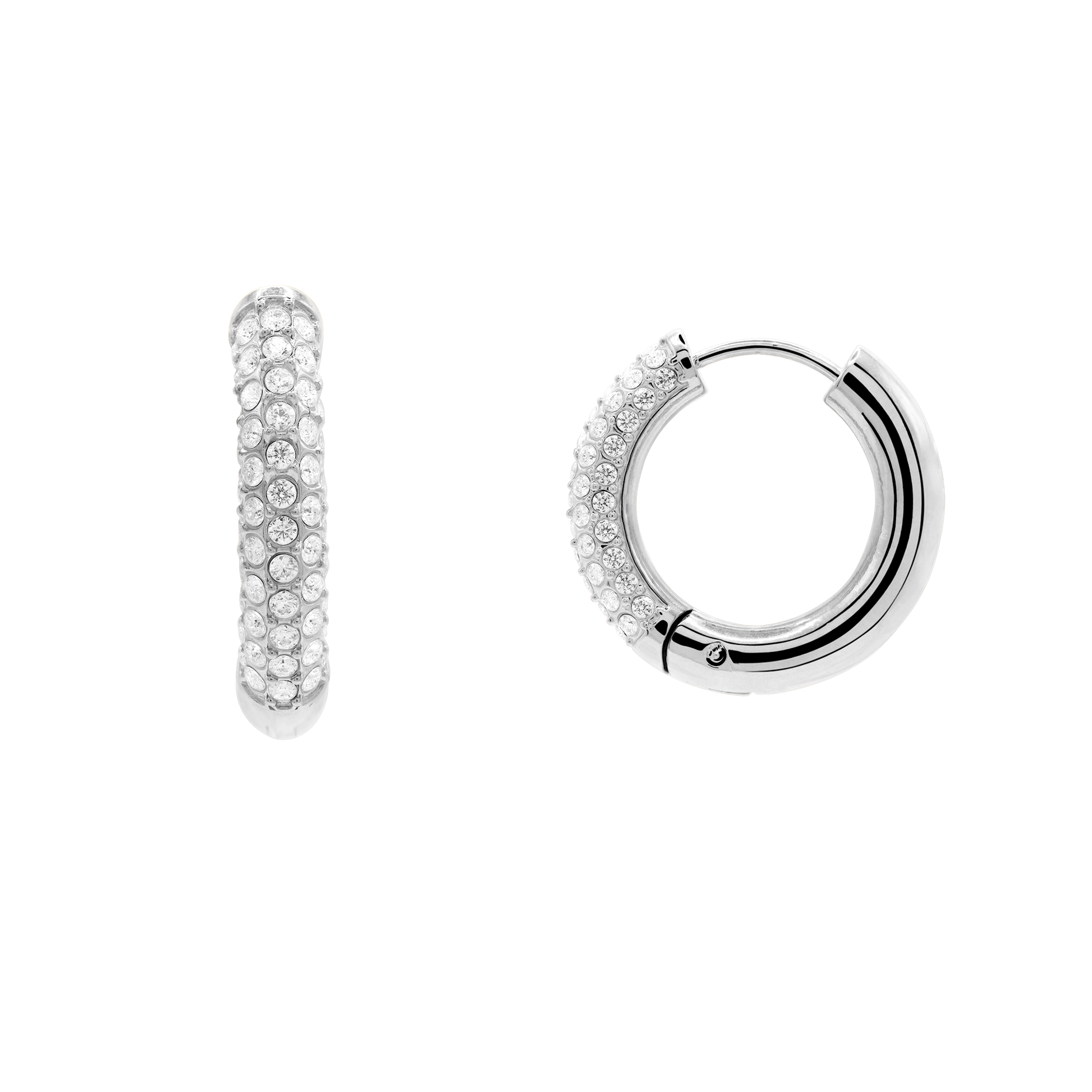 Ohrringe Damen Edelstahl Dahlia in Silber mit weißem Stein - Produktansicht