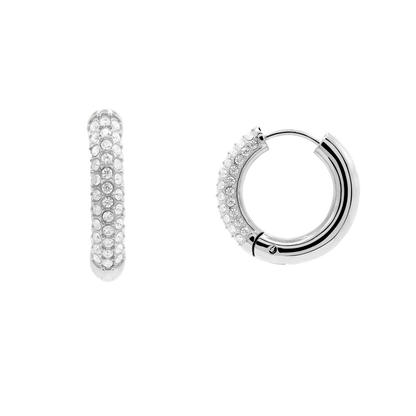 Ohrringe Damen Edelstahl Dahlia in Silber mit weißem Stein - Produktansicht