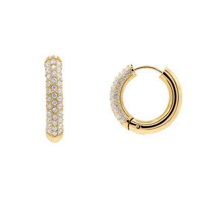 Ohrringe Damen Edelstahl Dahlia in Gold mit weißem Stein - Produktansicht