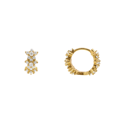 Ohrringe Damen Edelstahl Maelle in Gold - Creolen mit weißen Steinen