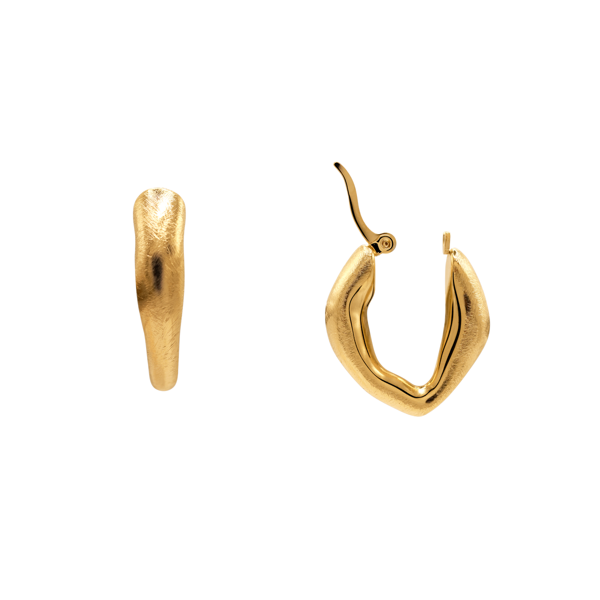 Ohrringe Damen Edelstahl Ismera in Gold als Creolen - gestylt kombiniert