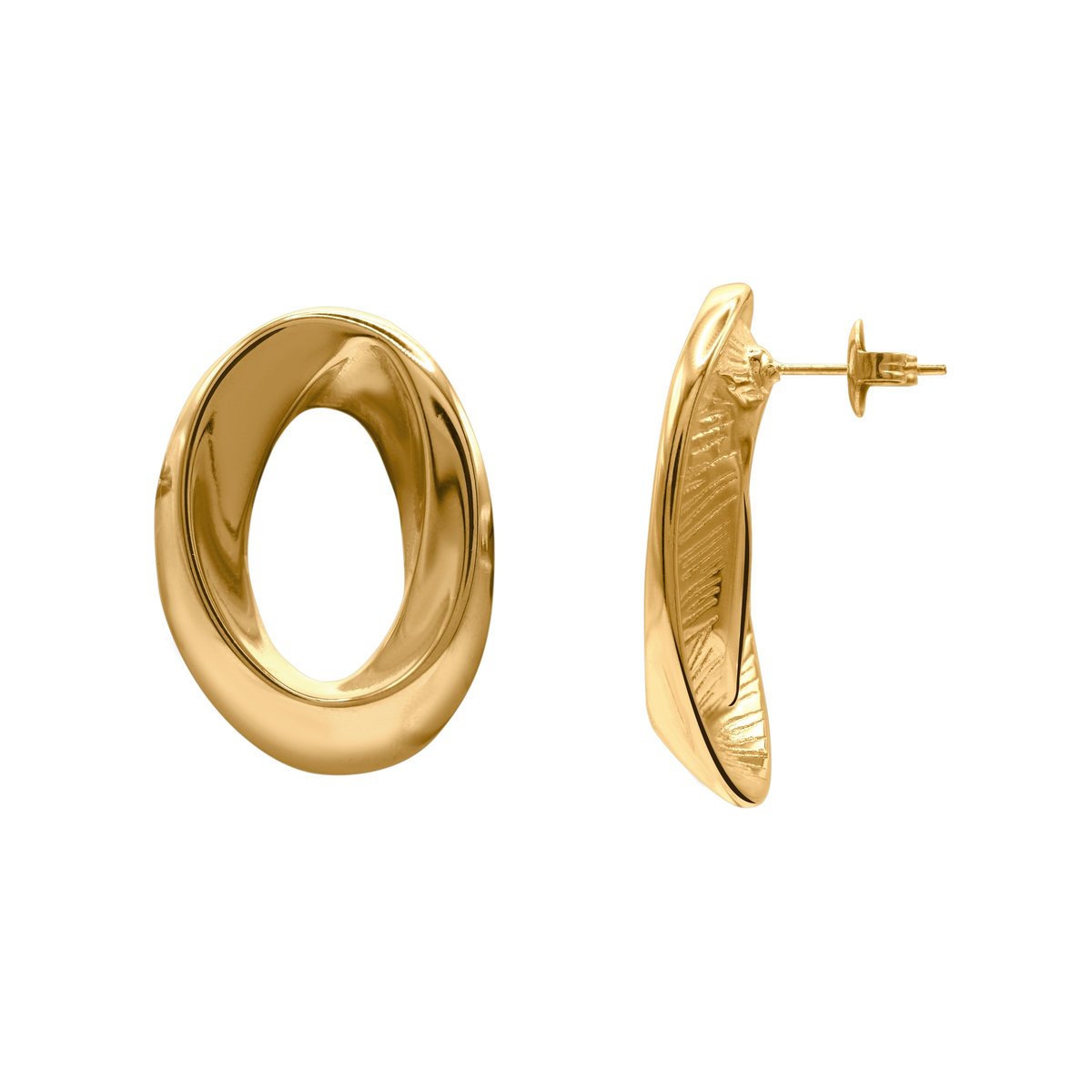 Ohrringe Damen Edelstahl Lunara in Gold mit offenem Oval - Produktbild