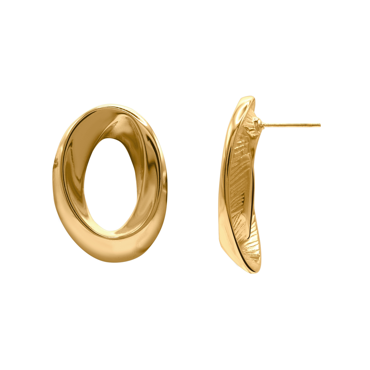 Ohrringe Damen Edelstahl Lunara in Gold - gestylt kombiniert