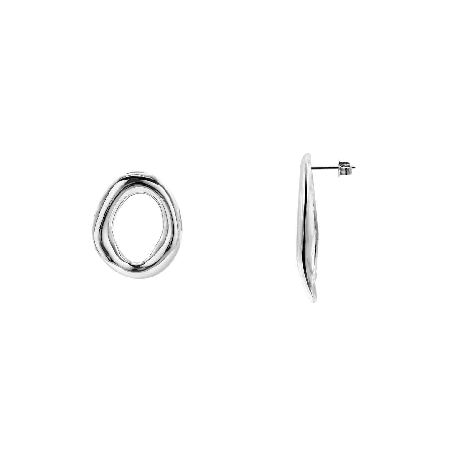 Ohrringe Damen Edelstahl Eleonora in Silber mit ovaler Form - Produktbild