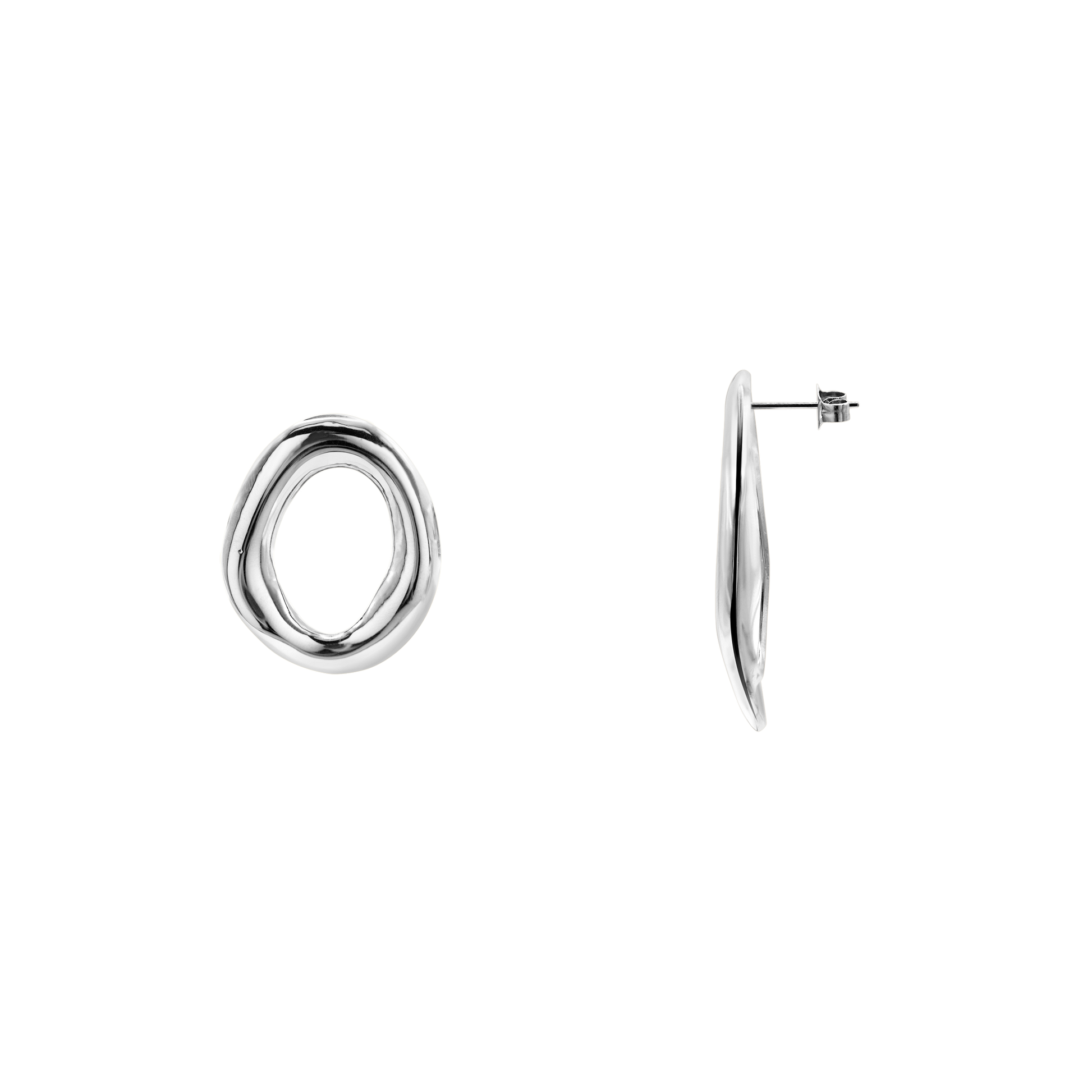 Ohrringe Damen Edelstahl Eleonora in Silber mit ovaler Form - Produktbild
