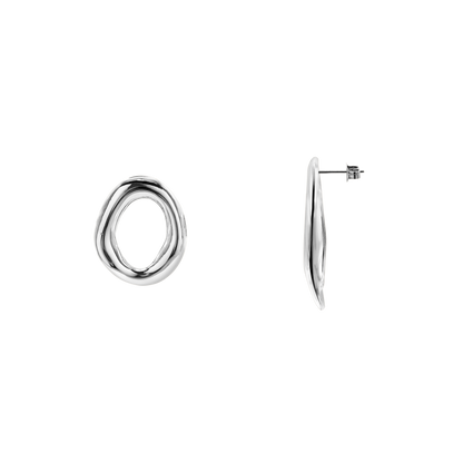 Ohrringe Damen Edelstahl Eleonora in Silber mit ovaler Form - Produktbild