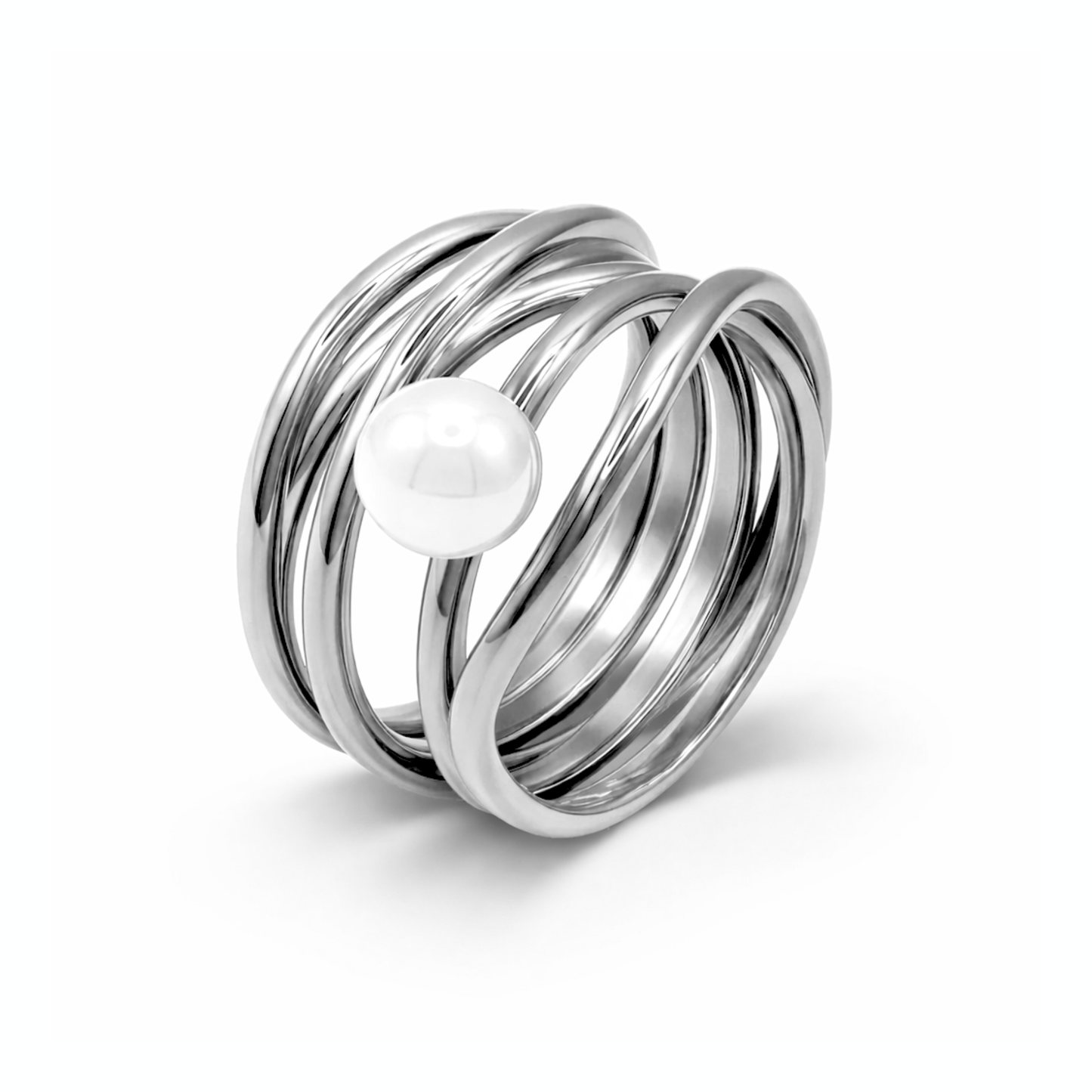 Damenring Serpens gold mit Perle weiß