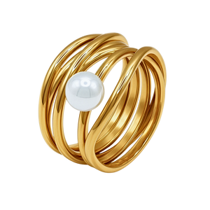 Damenring Serpens gold mit Perle weiß