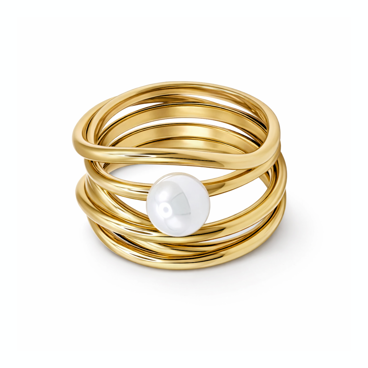 Damenring Serpens gold mit Perle weiß