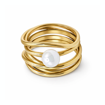 Damenring Serpens gold mit Perle weiß