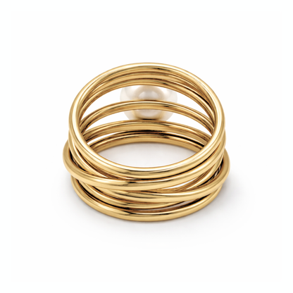 Damenring Serpens gold mit Perle weiß