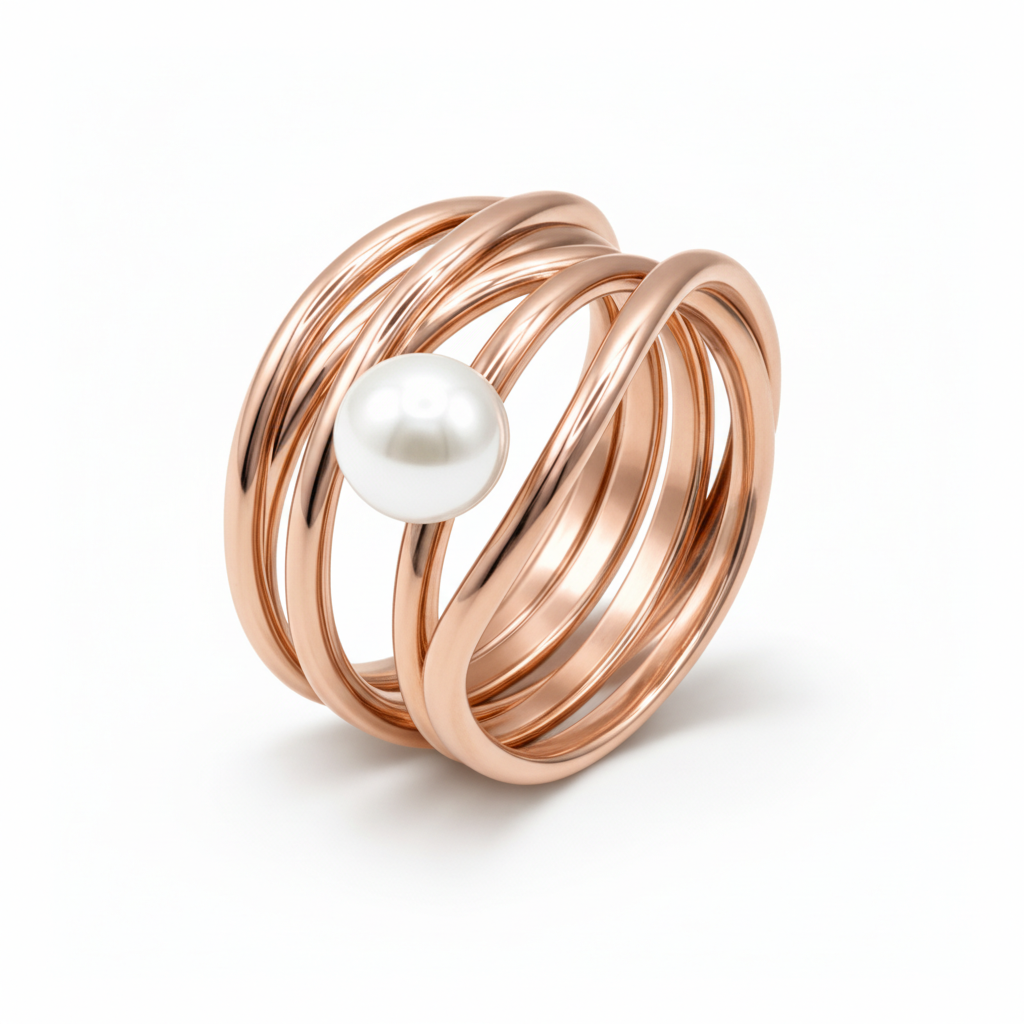 Damenring Serpens gold mit Perle weiß