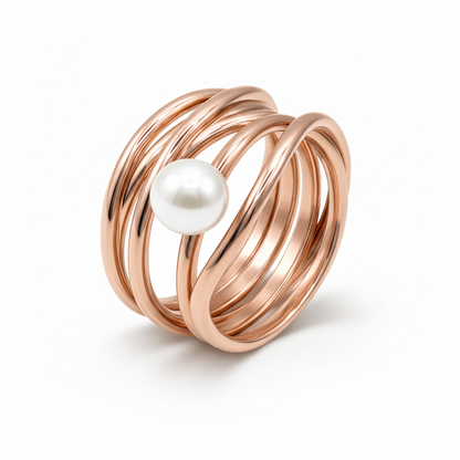 Damenring Serpens gold mit Perle weiß