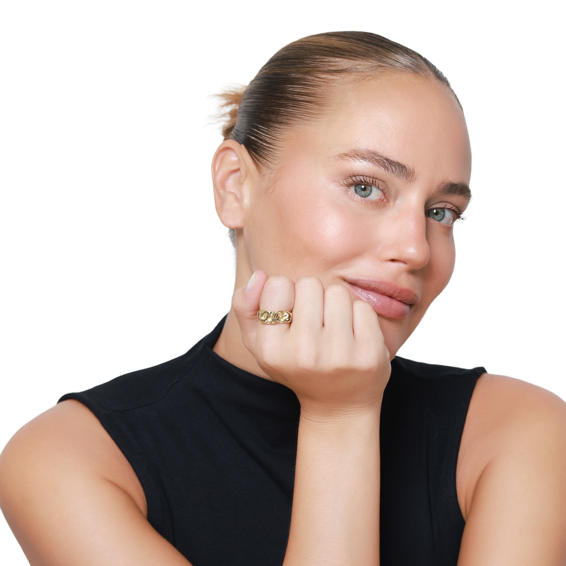 Ring Damen Gold Maple in Gold – getragen an der Hand