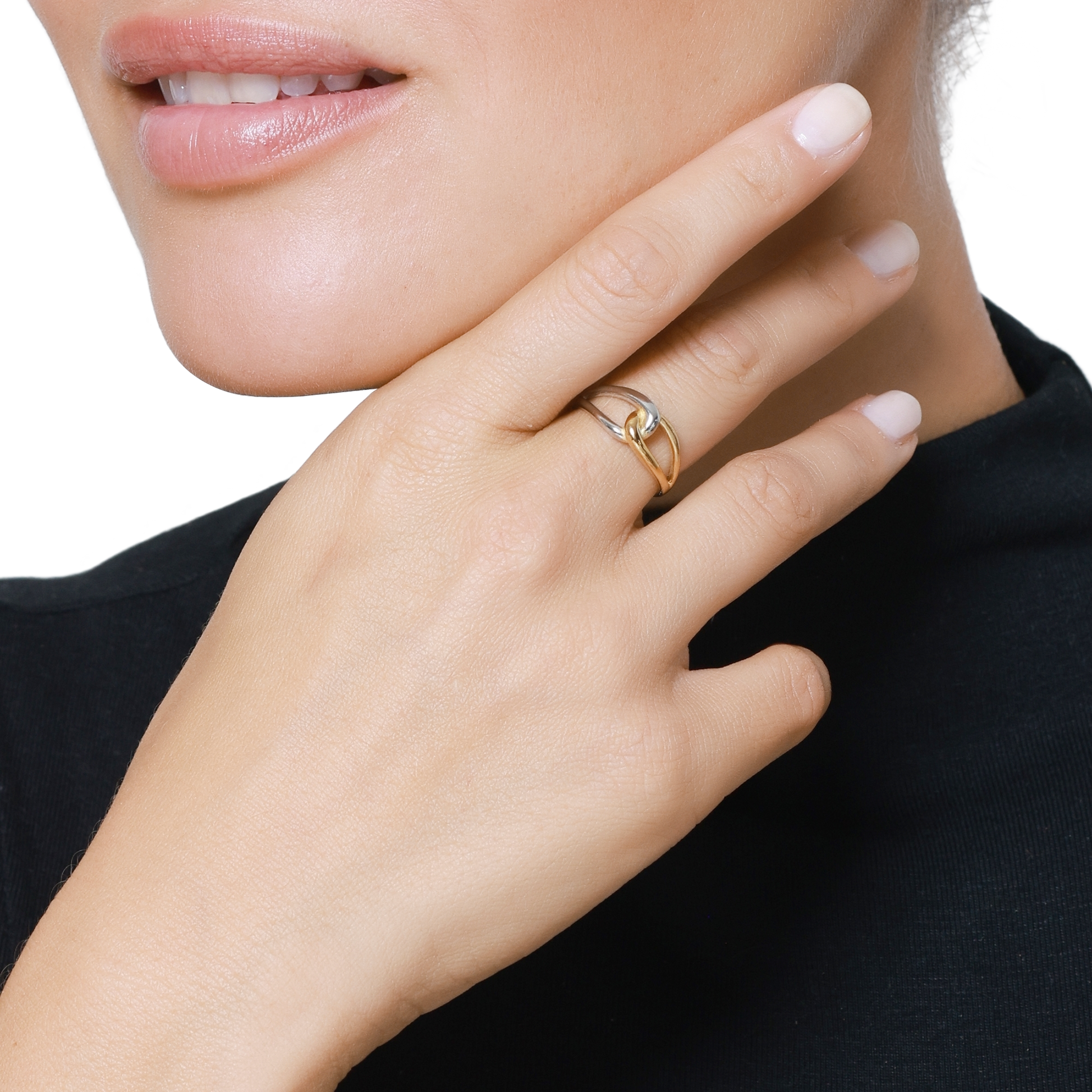 Ring Damen Bicolor Wren in Bicolor – Detailaufnahme des Silber-Gold-Designs