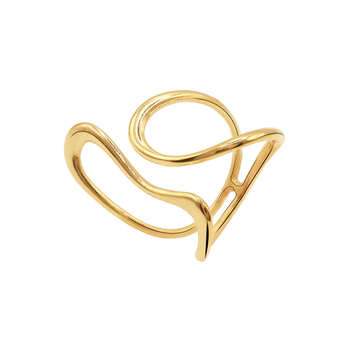 Ring Damen Edelstahl Enola Gold Detail der offenen Ringschiene