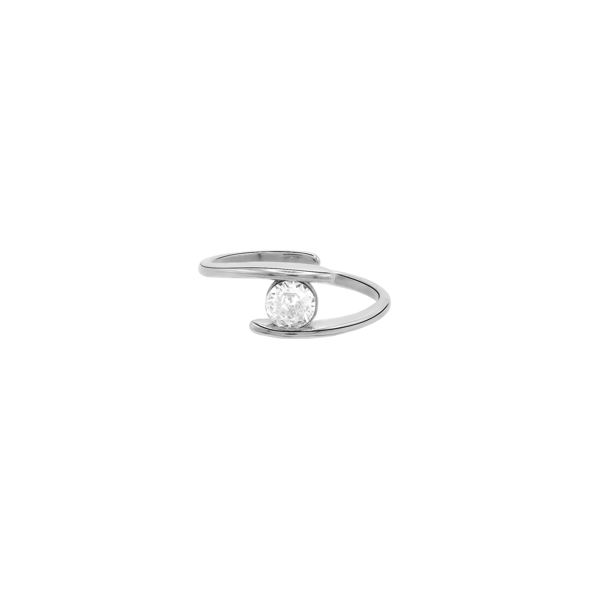 Ring Damen Silber Kalina in Silber – Produktansicht des offenen Rings mit Zirkonia