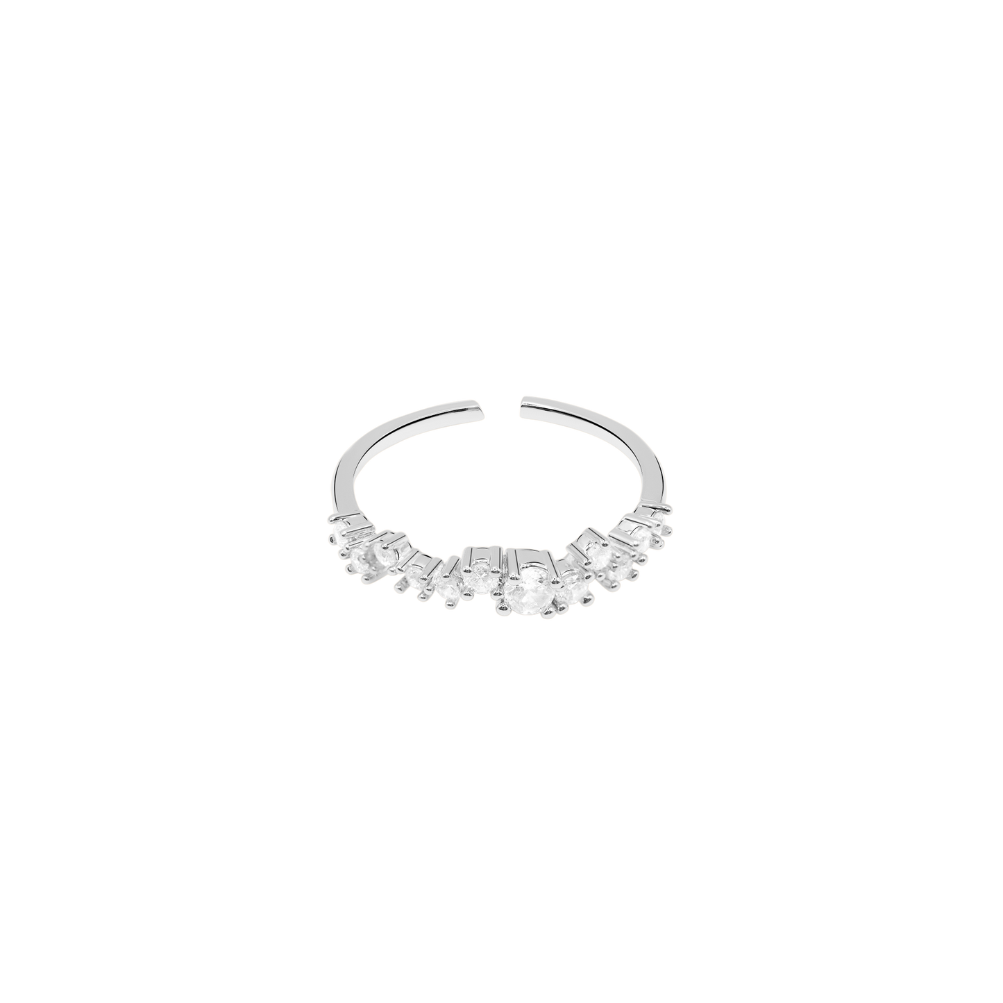 Ring Damen Edelstahl Ottavia in Silber mit weißen Steinen - Produktansicht
