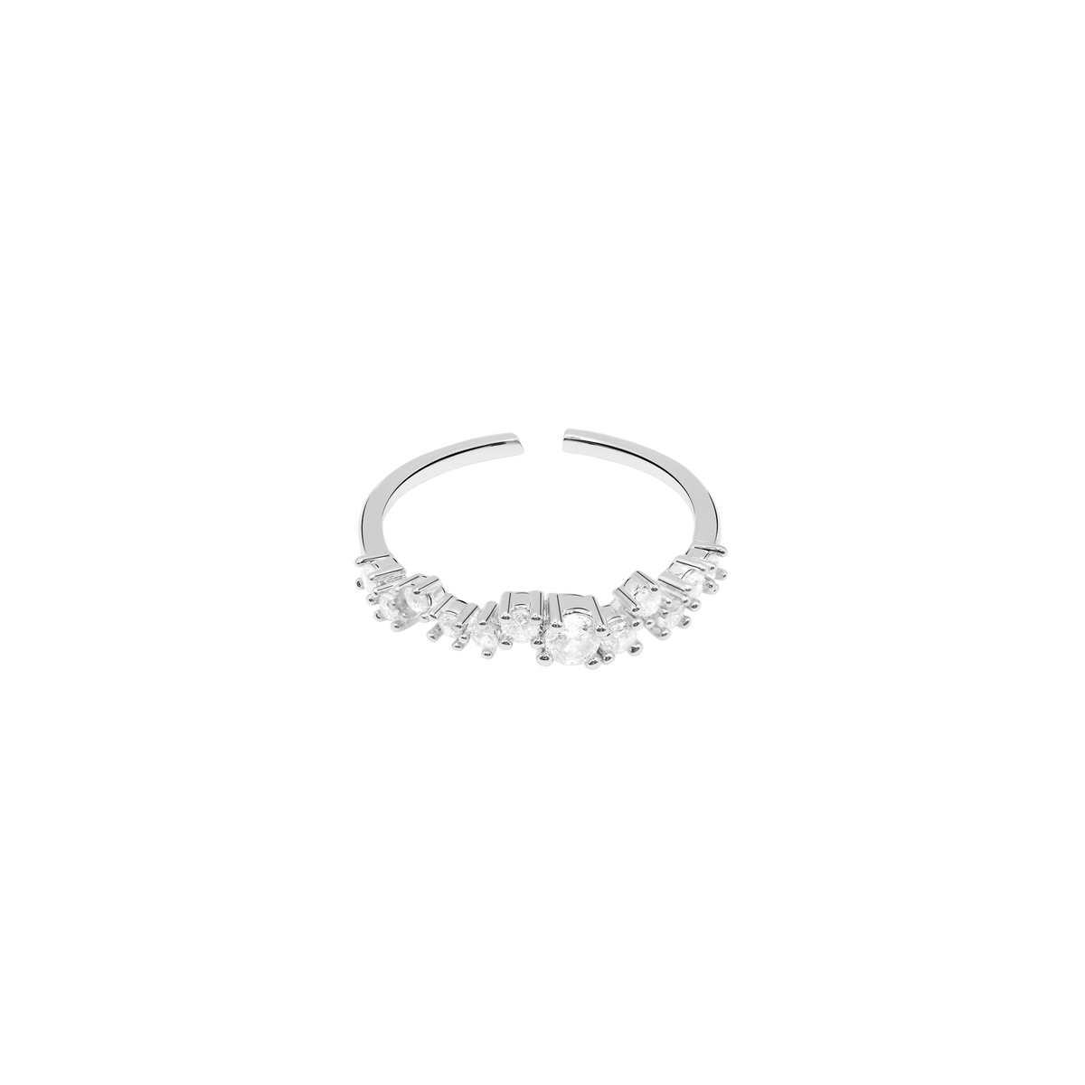 Ring Damen Edelstahl Ottavia in Silber mit weißen Steinen - Produktansicht