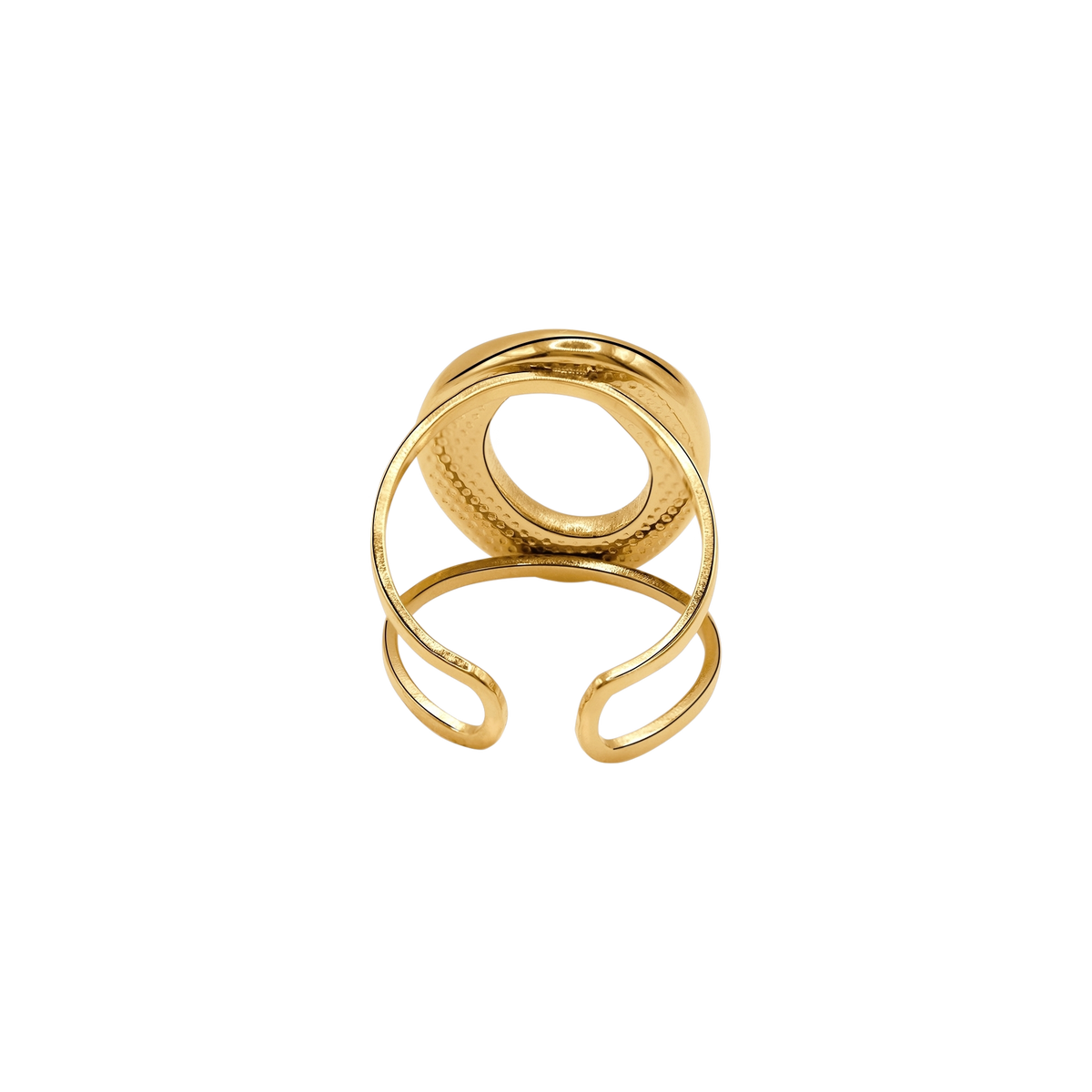 Ring Damen Edelstahl Eleonora in Gold gestylt mit weiterem Damenschmuck