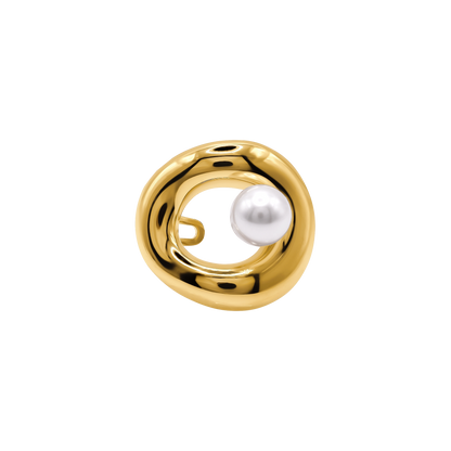 Ring Damen Edelstahl Aveline in Gold mit weißer Perle - Produktbild