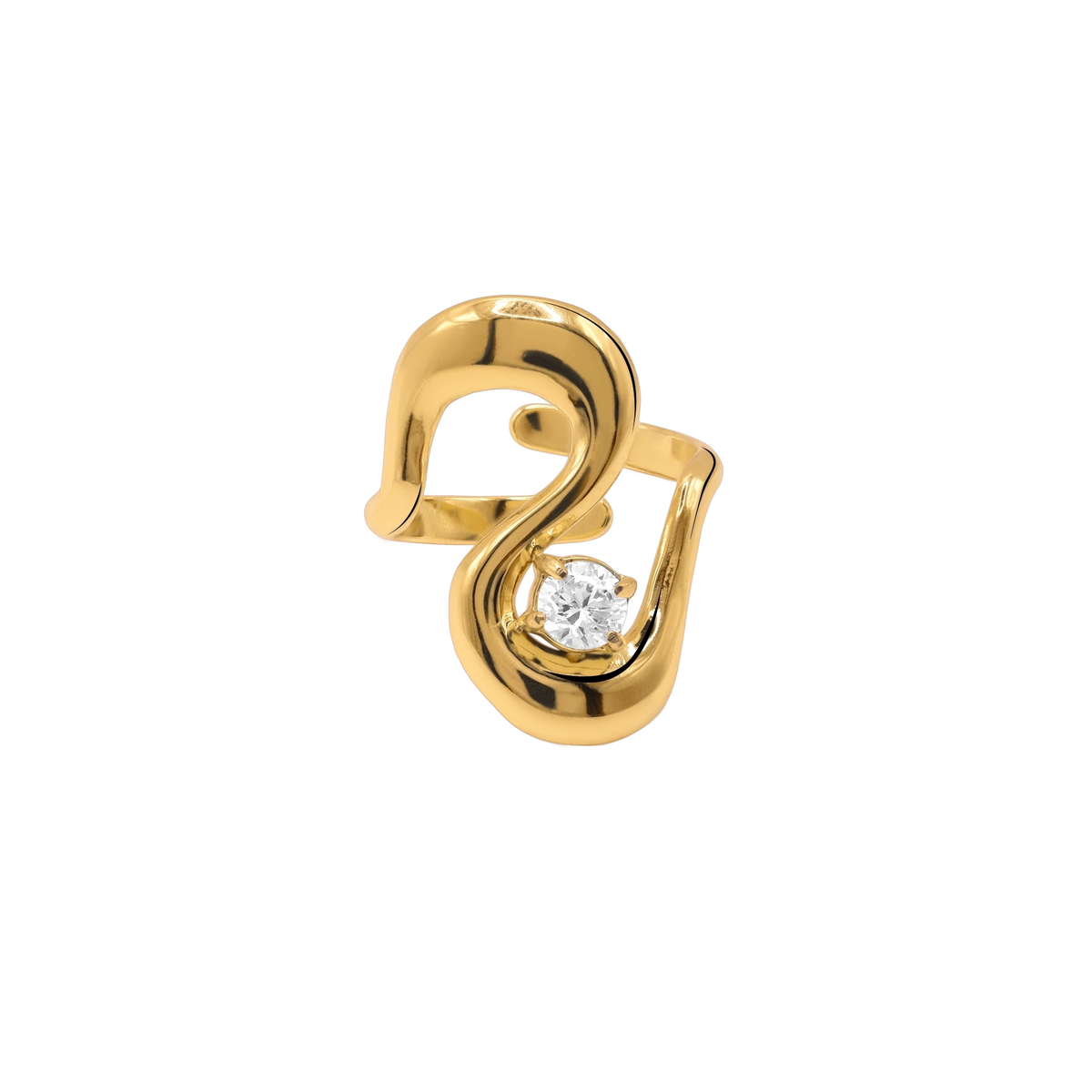 Ring Damen Edelstahl Arife in Gold mit weißem Stein - Produktbild