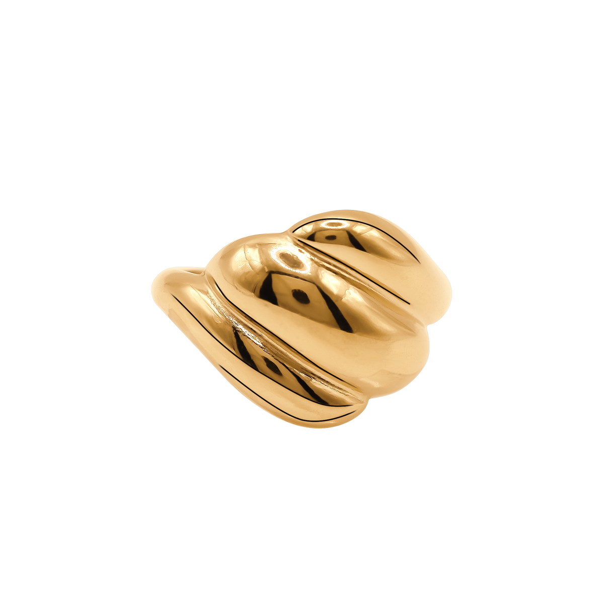 Ring Damen Edelstahl Esra in Gold mit Wellenform - Produktbild