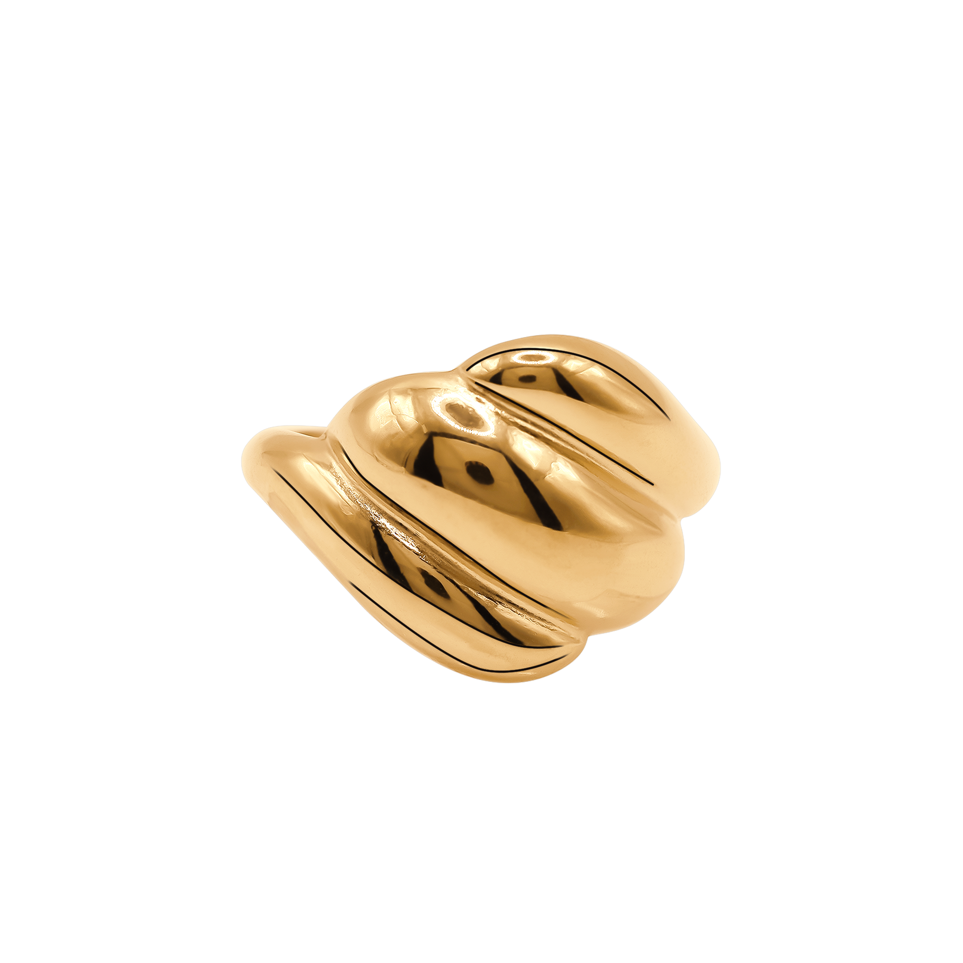 Ring Damen Edelstahl Esra in Gold mit Wellenform - Produktbild