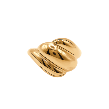 Ring Damen Edelstahl Esra in Gold mit Wellenform - Produktbild